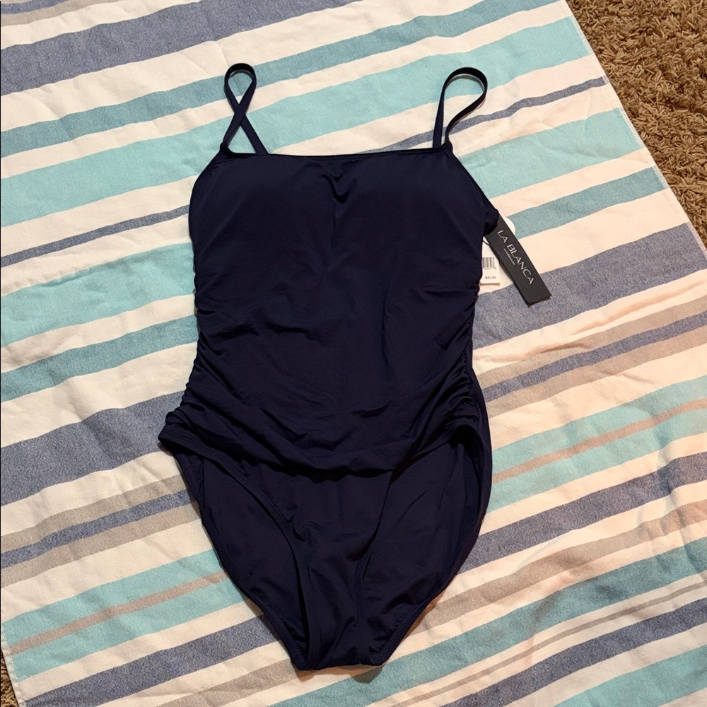 La Blanca Navy One Piece Swimsuit size 14 NWT
